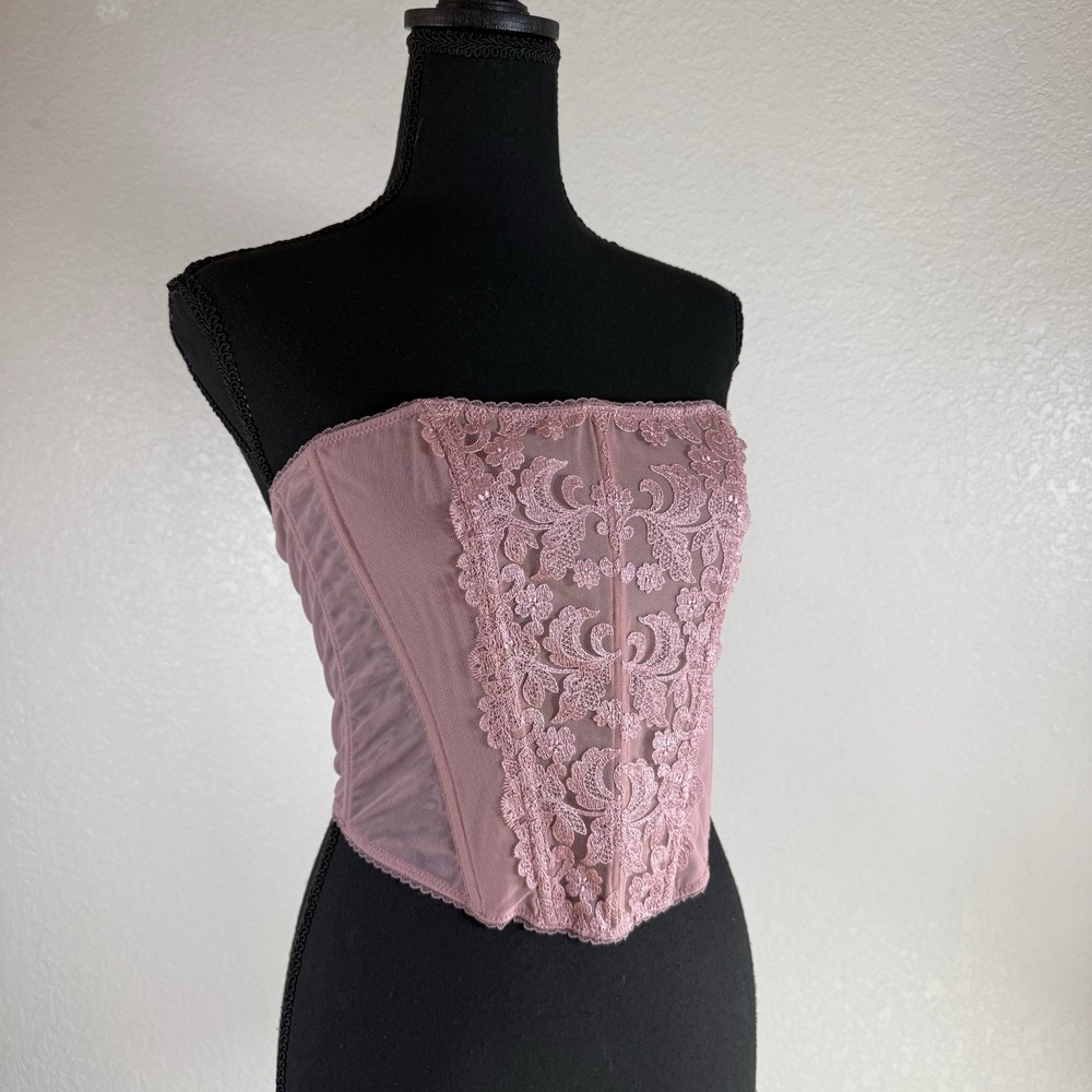 Victoria Secret Y2K Blossom Strapless Corset Top Sz Medium Nostalgia Rose